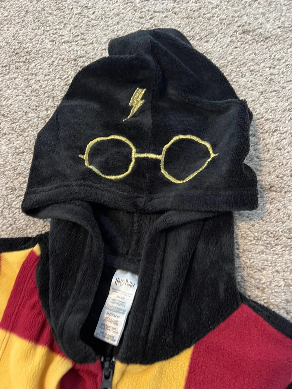 Warner Bros. Black Gryffindor Hooded One-Piece with Red & Gold Accents